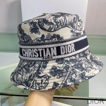 Christian Dior Bucket Hat Toile de Jouy Cotton Black
