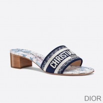 Christian Dior Bag Outlet For Sale Christian Dior Dway Heeled Slides Women Around The World Motif Canvas Blue - Dior Bag Outlet Official