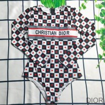 Christian Dior Bag Outlet For Sale Christian Dior Long Sleeve Bodysuit Women Dioramour D-Chess Heart Lycra Black/White - Dior Bag Outlet Official