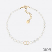 Dior 30 Montaigne Choker Metal and White Resin Pearls Gold - Dior Bag Outlet Official