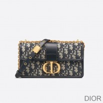 Dior 30 Montaigne East-West Bag With Chain Oblique Motif Canvas Blue - Dior Bag Outlet Official