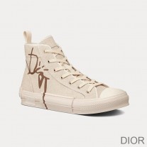 Dior B23 High-Top Sneakers Unisex Cactus Jack Dior Motif Canvas Beige - Dior Bag Outlet Official