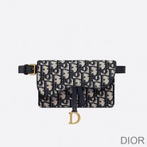 Dior Saddle Belt Pouch Oblique Motif Canvas Blue - Dior Bag Outlet Official