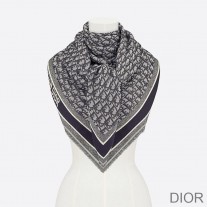 Dior Shawl D-Oblique Wool, Silk and Cashmere Navy Blue - Dior Bag Outlet Official