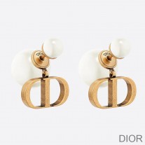 Dior Tribales Earrings Antique CD and White Resin Pearls Gold - Dior Bag Outlet Official