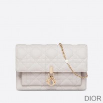 Lady Dior Chain Pouch Cannage Lambskin White - Dior Bag Outlet Official