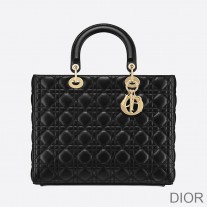 Large Lady Dior Bag Cannage Lambskin Black/Gold - Dior Bag Outlet Official