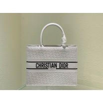 Dior Book Tote White Perforated Embossed Calfskin