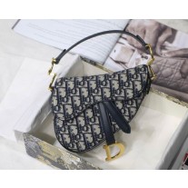 Dior Mini Saddle Bag with Strap Blue Dior Oblique Jacquard