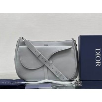Dior Saddle Soft Bag Grained Calfskin Gray