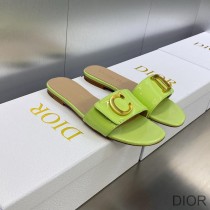 C'est Dior Slides Women Patent Leather Green - Dior Bag Outlet Official