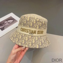 Christian Dior Bucket Hat D-Oblique Cotton Khaki