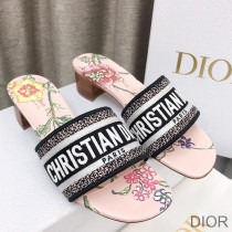 Christian Dior Bag Outlet For Sale Christian Dior Dway Heeled Slides Women Petites Fleurs Motif Canvas Pink - Dior Bag Outlet Official