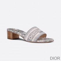 Christian Dior Bag Outlet For Sale Christian Dior Dway Heeled Slides Women Toile De Jouy Motif Canvas Grey - Dior Bag Outlet Official