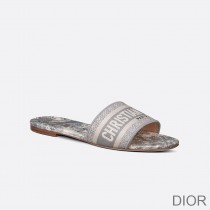 Christian Dior Dway Slides Women Toile De Jouy Motif Canvas Grey - Dior Bag Outlet Official