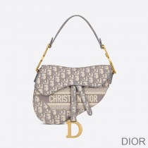 Christian Dior Saddle Bag Oblique Motif Canvas Grey