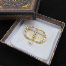 Dior 30 Montaigne Brooch Metal, Silver Crystals and White Resin Pearls Gold - Dior Bag Outlet Official