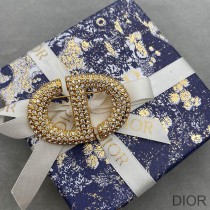 Dior 30 Montaigne Brooch Metal and Silver Crystals Gold - Dior Bag Outlet Official