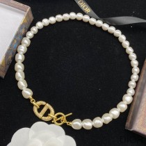 Dior 30 Montaigne Choker Metal, White Resin Pearls And White Crystals Gold - Dior Bag Outlet Official