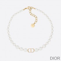 Dior 30 Montaigne Choker Metal and White Resin Pearls Gold - Dior Bag Outlet Official