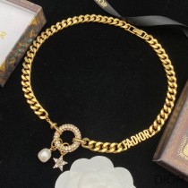 Dior 30 Montaigne Necklace Metal, White Resin Pearl And White Crystals Gold - Dior Bag Outlet Official
