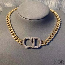 Dior 30 Montaigne Necklace Metal And White Crystals Gold - Dior Bag Outlet Official