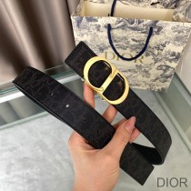 Dior CD Belt Oblique Calfskin Black/Gold - Dior Bag Outlet Official
