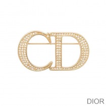 Dior CD Brooch Metal with White Crystals Gold - Dior Bag Outlet Official
