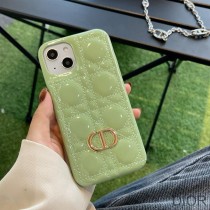 Dior CD iPhone Case Cannage Patent Leather Green - Dior Bag Outlet Official