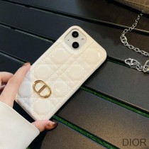 Dior CD iPhone Case Cannage Patent Leather White - Dior Bag Outlet Official