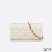 Dior Caro Belt Pouch with Chain Cannage Calfskin White - Dior Bag Outlet Official