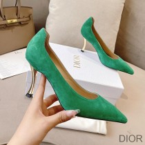 Dior D-Fame Pumps Women Suede Green - Dior Bag Outlet Official