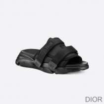 Dior D-Wander Slides Women Camouflage Technical Fabric Black - Dior Bag Outlet Official