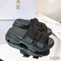 Dior D-Wander Slides Women Oblique Technical Fabric Black - Dior Bag Outlet Official