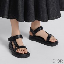 Dior D-Wave Sandals Women Lambskin Black - Dior Bag Outlet Official