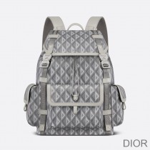 Dior Hit The Road Backpack CD Diamond Motif Canvas Grey - Dior Bag Outlet Official