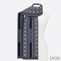 Dior Scarf Cannage Cashmere and Virgin Wool Navy Blue - Dior Bag Outlet Official