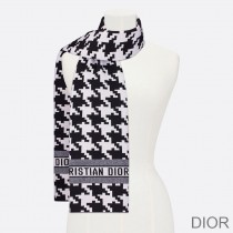 Dior Scarf Macro Houndstooth Technical Cashmere and Wool Black - Dior Bag Outlet Official
