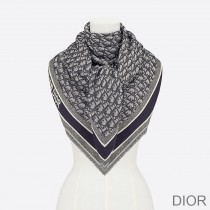 Dior Shawl D-Oblique Wool, Silk and Cashmere Navy Blue - Dior Bag Outlet Official