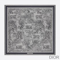 Dior Shawl Toile de Jouy Wool, Silk and Cotton Grey - Dior Bag Outlet Official