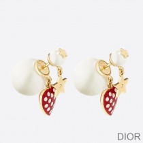 Dior Tribales Dioramour Earrings Metal, White Resin Pearls and Red Lacquer with White Polka Dots Gold - Dior Bag Outlet Official