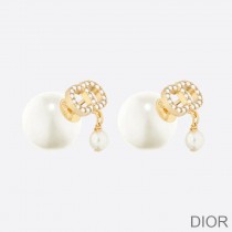 Dior Tribales Earrings Metal With White Resin Pearls And White Crystals Gold - Dior Bag Outlet Official