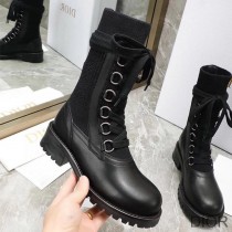 Diorland Lace-up Boots Women Calfskin and Cotton Black - Dior Bag Outlet Official