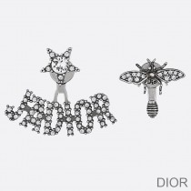 J'Adior Earrings Antique Metal with Crystals Silver - Dior Bag Outlet Official