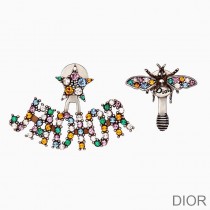 J'Adior Earrings Antique Metal with Multicolor Crystals Silver - Dior Bag Outlet Official