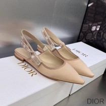 J'Adior Slingback Ballerina Flats Women Satin and Cotton Khaki - Dior Bag Outlet Official