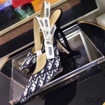 J'Adior Slingback Pumps Women Oblique Motif Canvas Black - Dior Bag Outlet Official