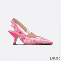 J'Adior Slingback Pumps Women Toile de Jouy Motif Cotton Rose - Dior Bag Outlet Official