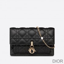 Lady Dior Chain Pouch Cannage Lambskin Black - Dior Bag Outlet Official