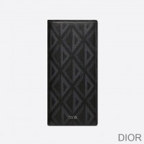 Large Dior Vertical Wallet CD Diamond Motif Canvas Black - Dior Bag Outlet Official